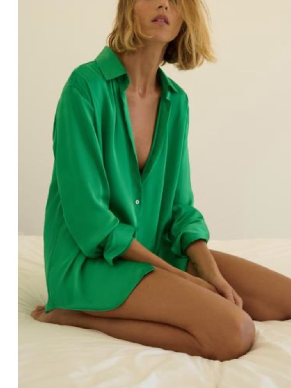 Zara Bright Green Button-Front Shirt